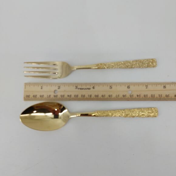 National Stainless Japan Hollywood Fork Spoon Set Floral 2 - Picture 10 of 11
